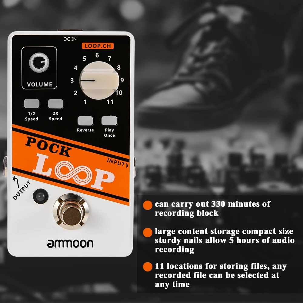 Педаль для гитары Ammoon POCK LOOP Looper педаль 11 контуров электрической обратного хода