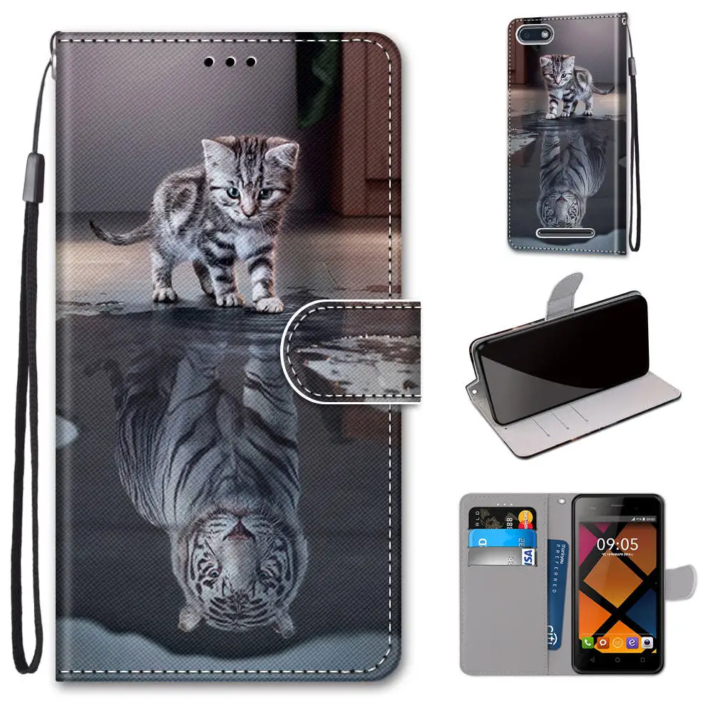 Чехол книжка с рисунком животных тигра кота для BQ s Strike VELVET 5020 5035 чехол кошелек S