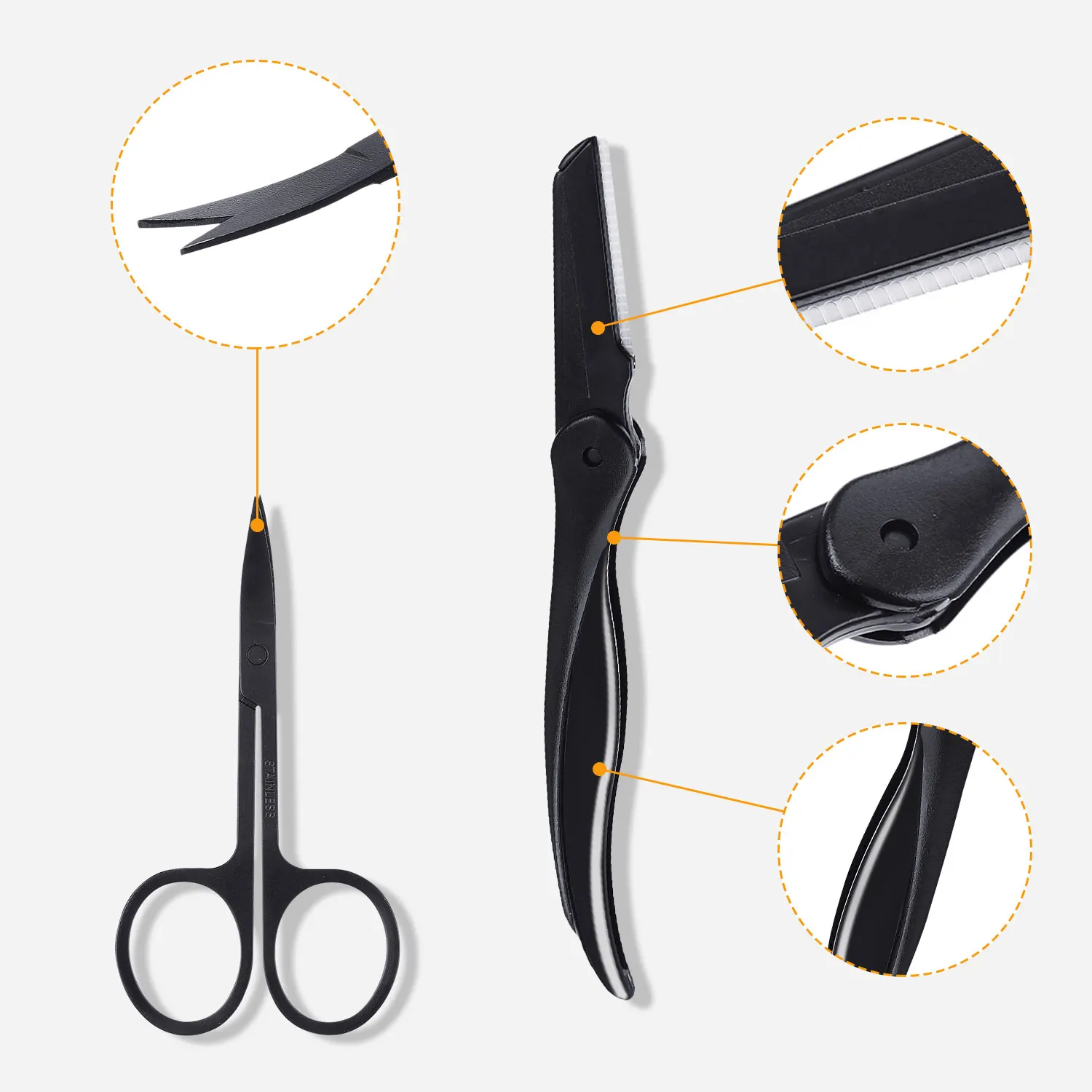 

8 in 1 man Eyebrow Trimming Kit with Case Portable Tweezer and Scissor Set for Eyebrow Grooming Eyebrow Care Kit for Men Women