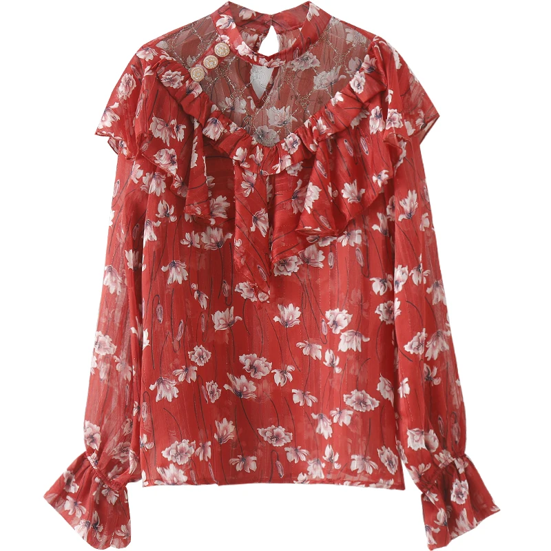 2021 Spring New Chiffon Women Blouse Turtleneck Mesh Patchwork Ruffles Office Lady Elegant Pulls Outwear Tops
2021 Spring New Chiffon Women Blouse Turtleneck Mesh Patchwork Ruffles Office Lady Elegant Pulls Outwear Tops