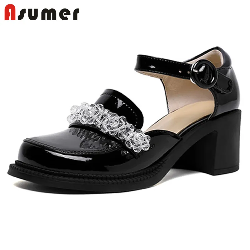 Asumer/обувь Тонкие Туфли 2021 Новейшие женские ботинки Лакированная кожа с украшением в виде кристаллов, модная повседневная обувь с пряжкой; Б... 
Asumer/обувь Тонкие Туфли 2021 Новейшие женские ботинки Лакированная кожа с украшением в виде кристаллов, модная повседневная обувь с пряжкой; Б...