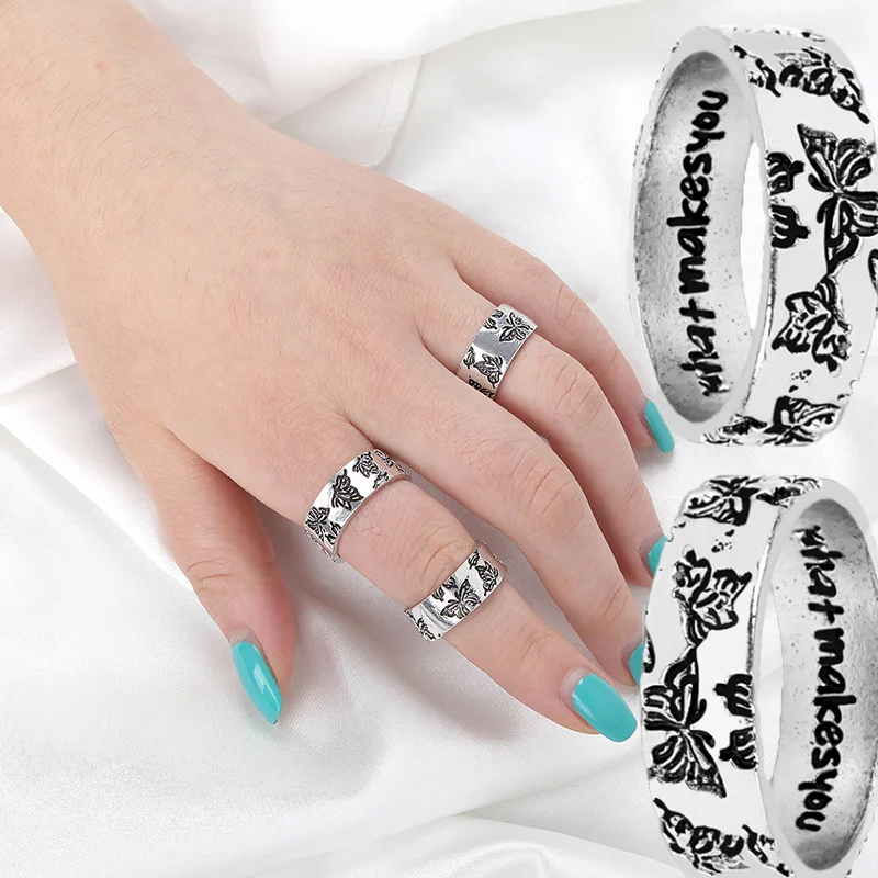 European and American Retro Fashion Daily Simple and Exquisite Size Butterfly Letter Ring Men and Women Ring Jewelry Gift Party
European and American Retro Fashion Daily Simple and Exquisite Size Butterfly Letter Ring Men and Women Ring Jewelry Gift Party