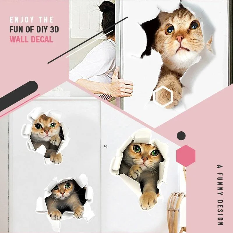 Removable 3D Cartoon Animal Cats Wall Stickers Art Waterproof DIY Decor Wall Sticker Mural DIY Home Bathroom Car Decoration
Removable 3D Cartoon Animal Cats Wall Stickers Art Waterproof DIY Decor Wall Sticker Mural DIY Home Bathroom Car Decoration