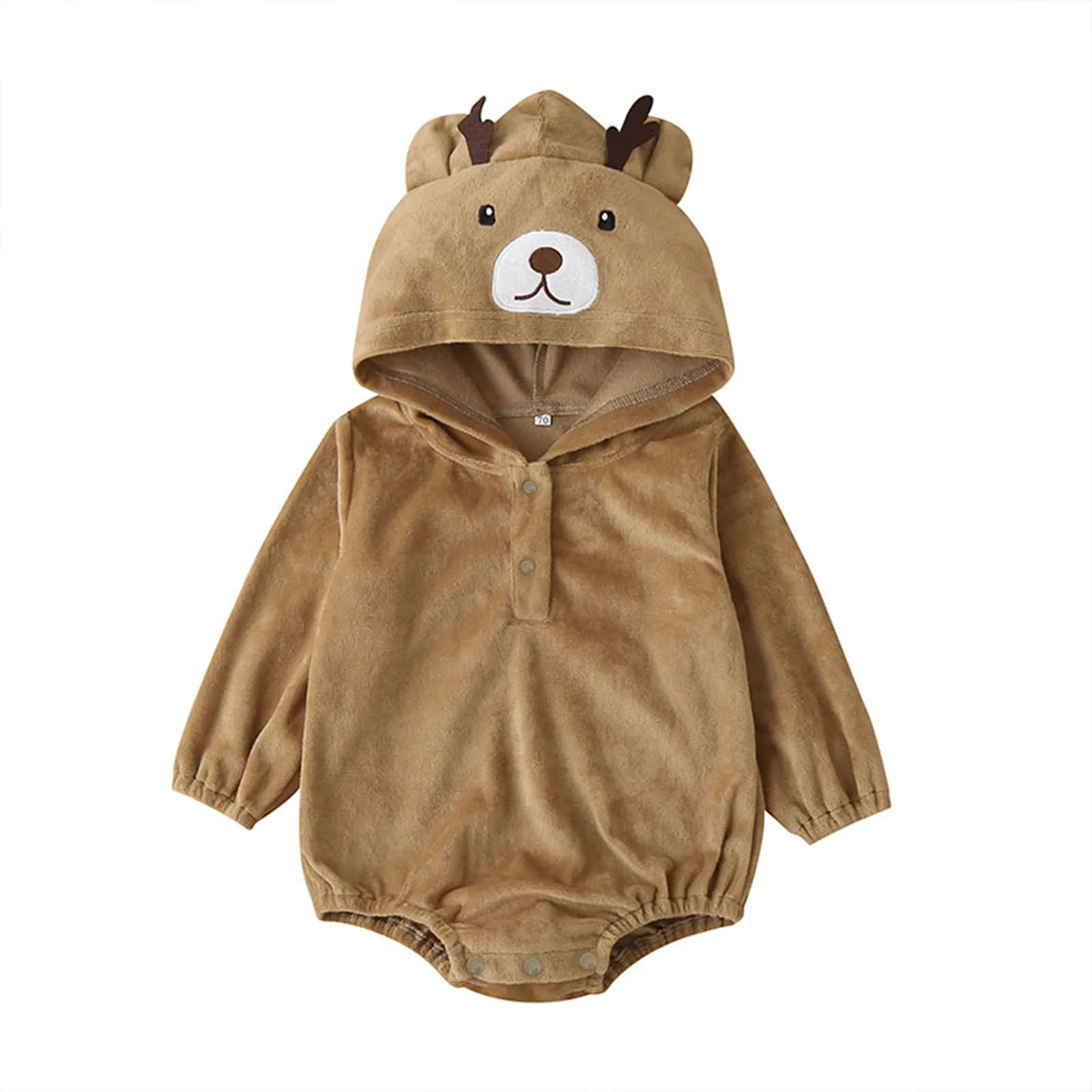 New Born Girl Boy's Bear Pattern Hooded Romper, Solid Color Long Sleeve Short Pants Jumpsuit 
New Born Girl Boy's Bear Pattern Hooded Romper, Solid Color Long Sleeve Short Pants Jumpsuit