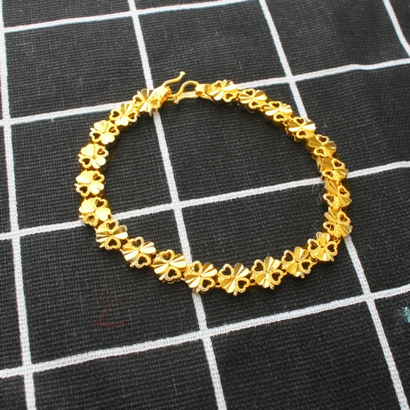 Женский свадебный браслет 24k золотого цвета ювелирный женский браслет-цепочка
