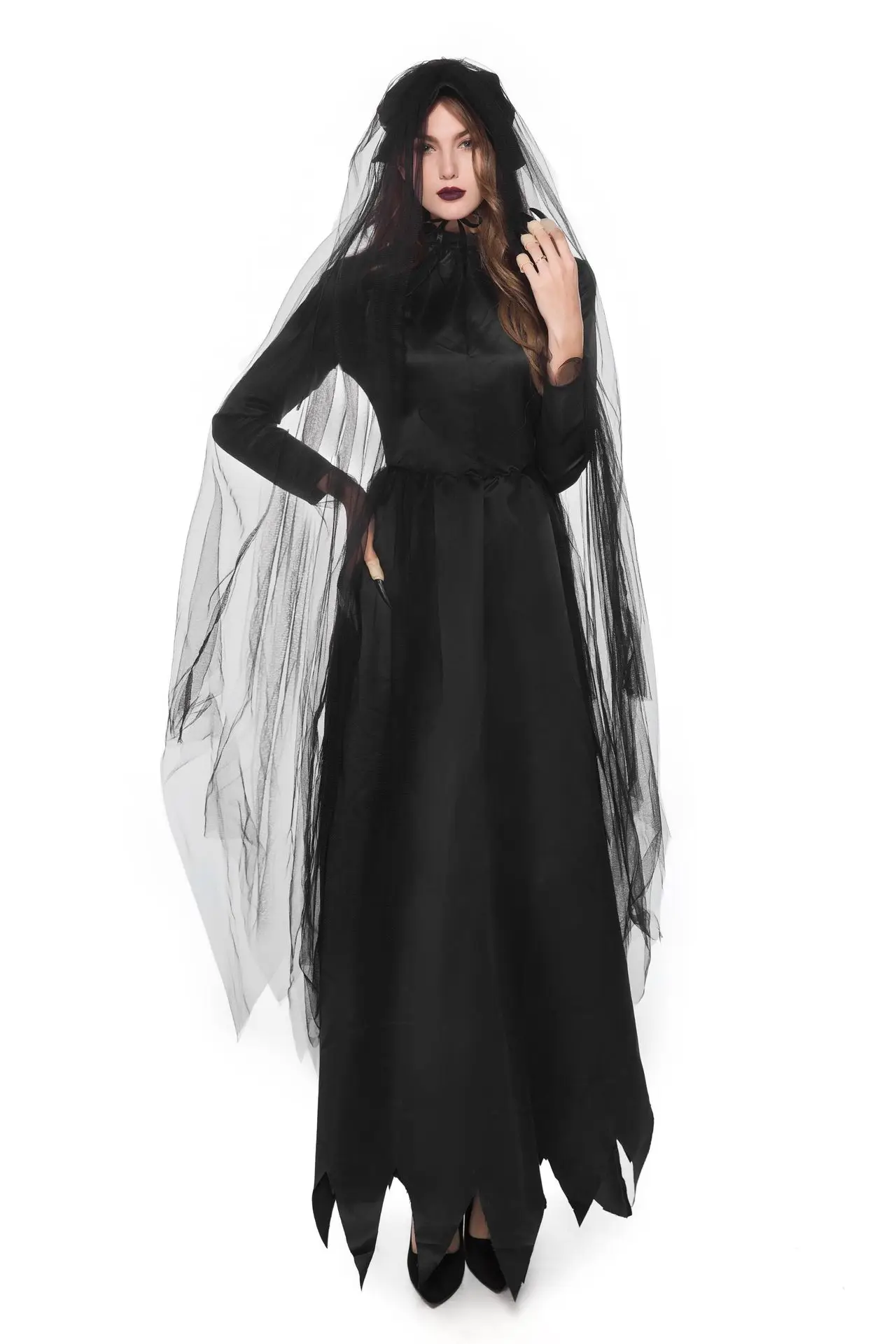 Halloween Vampire Bride Wedding Dress Sets Black Women Role Play Maxi Dress Hat Dead Skirt
Halloween Vampire Bride Wedding Dress Sets Black Women Role Play Maxi Dress Hat Dead Skirt