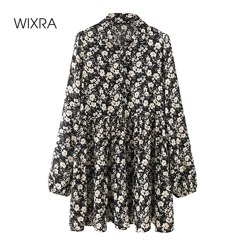 Wixra Womens Mini Dresses Turn Down Collar Floral Print Full Sleeve Loose High Street Cothing 2021 Spring Summer
Wixra Womens Mini Dresses Turn Down Collar Floral Print Full Sleeve Loose High Street Cothing 2021 Spring Summer