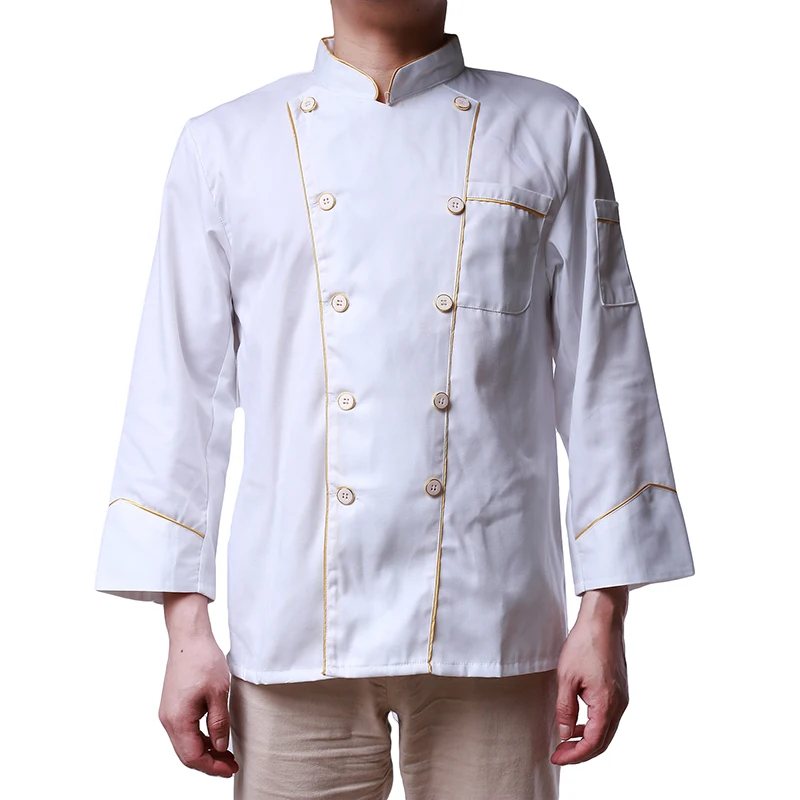 

Hot Sale White Kitchen Chef Jacket Uniforms Food Services Frock Coats Work Wear M-3Xl Full Sleeve Cook Clothes