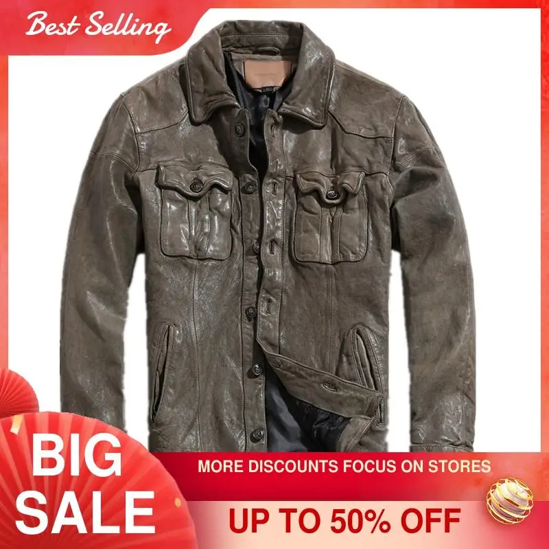 2021 Light Brown Casual Style Genuine Leather Shirt Single Breasted Real Natural Sheepskin Autumn Slim Fit Vintage Coat
2021 Light Brown Casual Style Genuine Leather Shirt Single Breasted Real Natural Sheepskin Autumn Slim Fit Vintage Coat