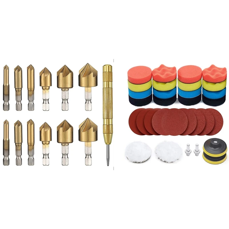 1Set Polishing Pad Kit, Car Foam Drill Bit Polishing Pad Wool Pad Liner & 13 Pieces Countersink Drill Bit Set
1Set Polishing Pad Kit, Car Foam Drill Bit Polishing Pad Wool Pad Liner & 13 Pieces Countersink Drill Bit Set