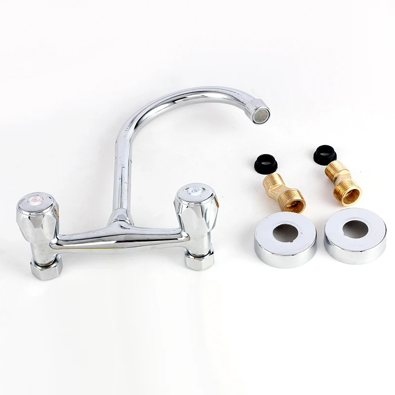 Stainless Steel Wall Mounted Kitchen Faucet Double Handle Sink Basin Tap Cold hot Water Mixer Tap Dual Hole Bathroom Basin Tap 
Stainless Steel Wall Mounted Kitchen Faucet Double Handle Sink Basin Tap Cold hot Water Mixer Tap Dual Hole Bathroom Basin Tap