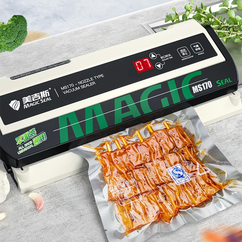 MAGIC SEAL Electric Vacuum Food Sealer Wet Vacuum Sealer Machine Professional Home Food Sealer Packaging Including 10Pcs Bags
MAGIC SEAL Electric Vacuum Food Sealer Wet Vacuum Sealer Machine Professional Home Food Sealer Packaging Including 10Pcs Bags