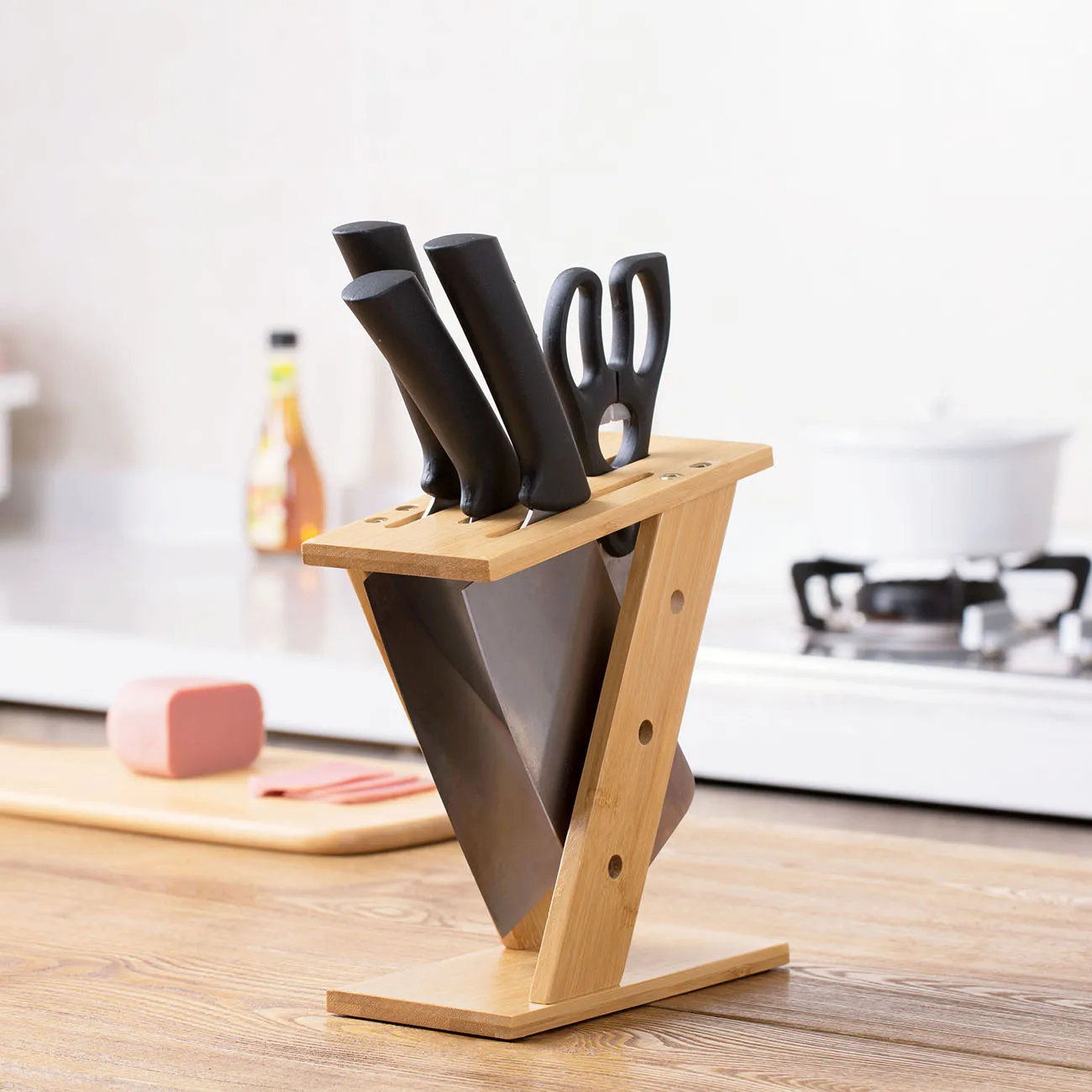 Creative Wood Knife Holder Organizer Knife Block Stand Display Knives Storage Shelf Rack Kitchen Utensil Holder
Creative Wood Knife Holder Organizer Knife Block Stand Display Knives Storage Shelf Rack Kitchen Utensil Holder