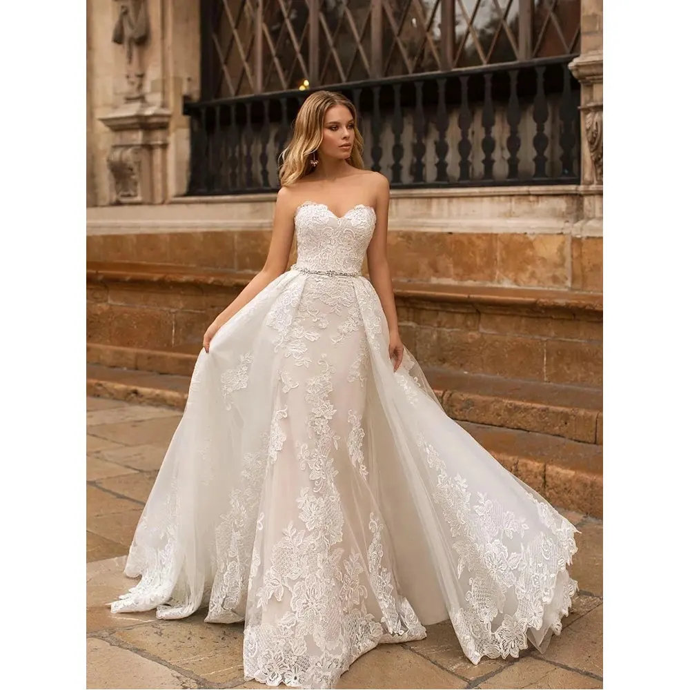 2021 New Designs Detachable Wedding Dresses Mermaid Sweetheart Tulle Appliques Lace Boho Dubai Arabic Wedding Gown Bridal Dress
2021 New Designs Detachable Wedding Dresses Mermaid Sweetheart Tulle Appliques Lace Boho Dubai Arabic Wedding Gown Bridal Dress