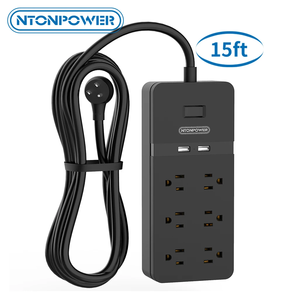 NTONPOWER Wall Mounted USB Power Strip US Socket Surge Protector Plug 6AC 2USB With 4.6M Extension Cord For Home Office
NTONPOWER Wall Mounted USB Power Strip US Socket Surge Protector Plug 6AC 2USB With 4.6M Extension Cord For Home Office