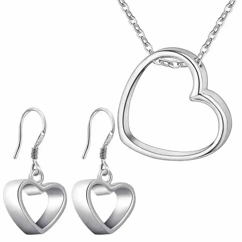 NEW 925 Sterling Silver Glossy Heart Pendant Earring Necklace Set For Woman Wedding Engagement Fashion Charm Jewelry
NEW 925 Sterling Silver Glossy Heart Pendant Earring Necklace Set For Woman Wedding Engagement Fashion Charm Jewelry