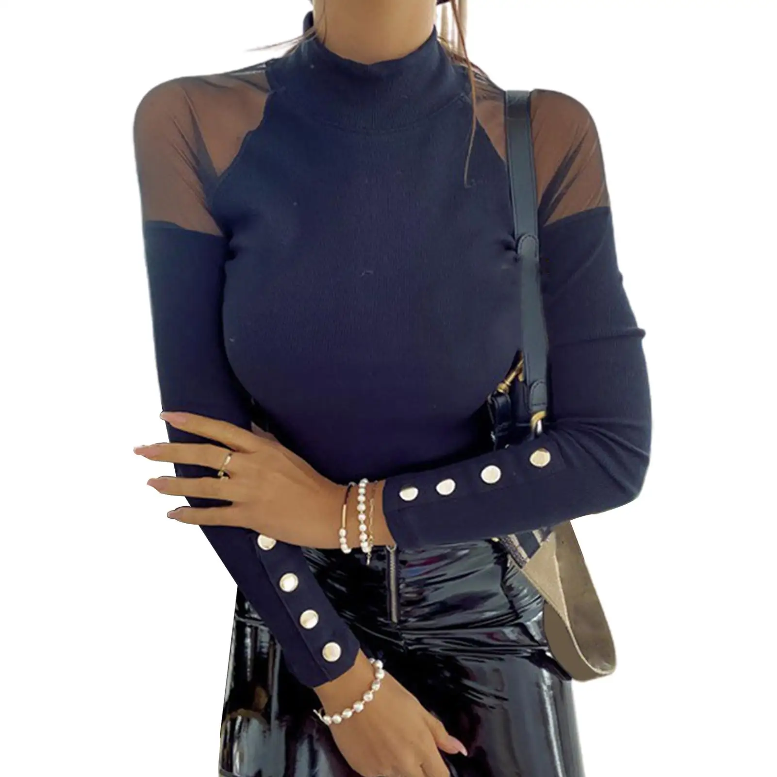 Women Elegant Stand Collar See Through Mesh Patchwork Shirts 2021 Spring Vintage Button Blouses Ladies Fashion Casual Solid Tops
Women Elegant Stand Collar See Through Mesh Patchwork Shirts 2021 Spring Vintage Button Blouses Ladies Fashion Casual Solid Tops