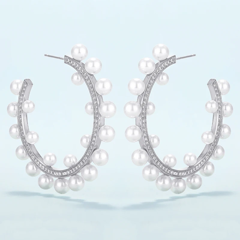 VERY GIRL 56mm Luxury Simulated Pearl Big Hoop Earrings For Women Gold Plating Dubai Wedding Jewelry
VERY GIRL 56mm Luxury Simulated Pearl Big Hoop Earrings For Women Gold Plating Dubai Wedding Jewelry