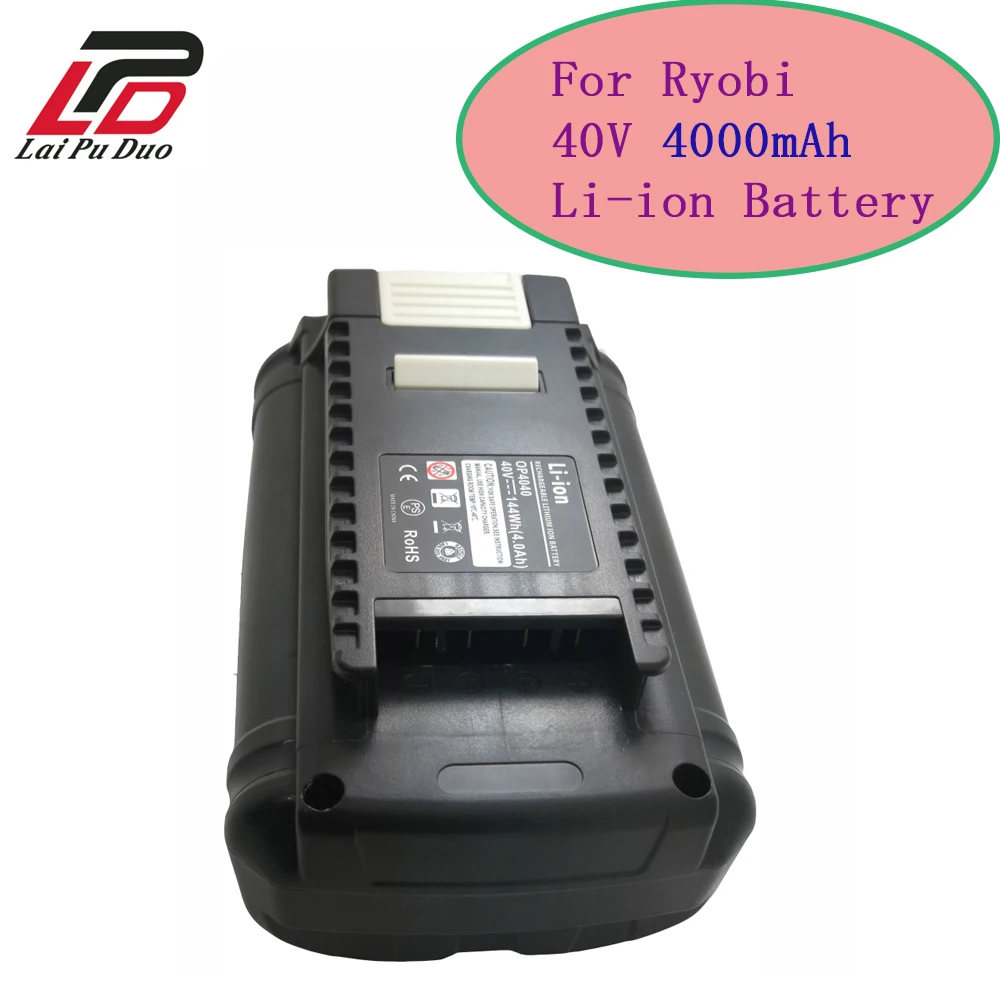 

For Ryobi OP4050 OP4026 Rechargeable Battery 40V 4.0Ah Li-Ion Power Tool Batteria RY40210 RY40200 RY40204 RY40610 RY40403 RY4050