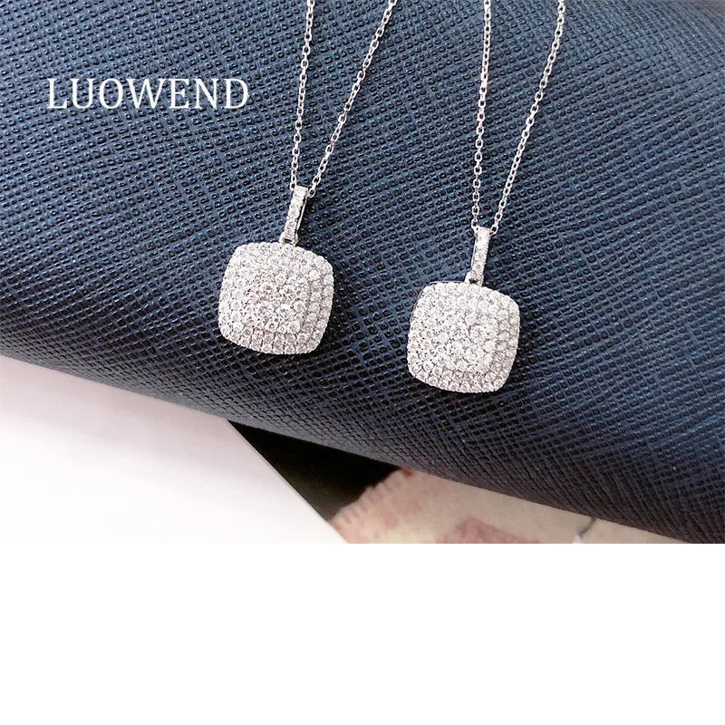 LUOWEND 18K Solid White Gold Necklace Women Engagement Pendant Classic Halo Design Diamond Pendant Necklace Proposal
LUOWEND 18K Solid White Gold Necklace Women Engagement Pendant Classic Halo Design Diamond Pendant Necklace Proposal