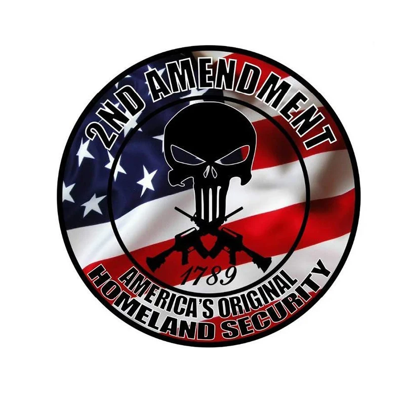 

Second AmendmentSkull and American Flag Sticker Gun Car Bumper Motorcycle Helmet Decals A4 Q3 Auto Decoration