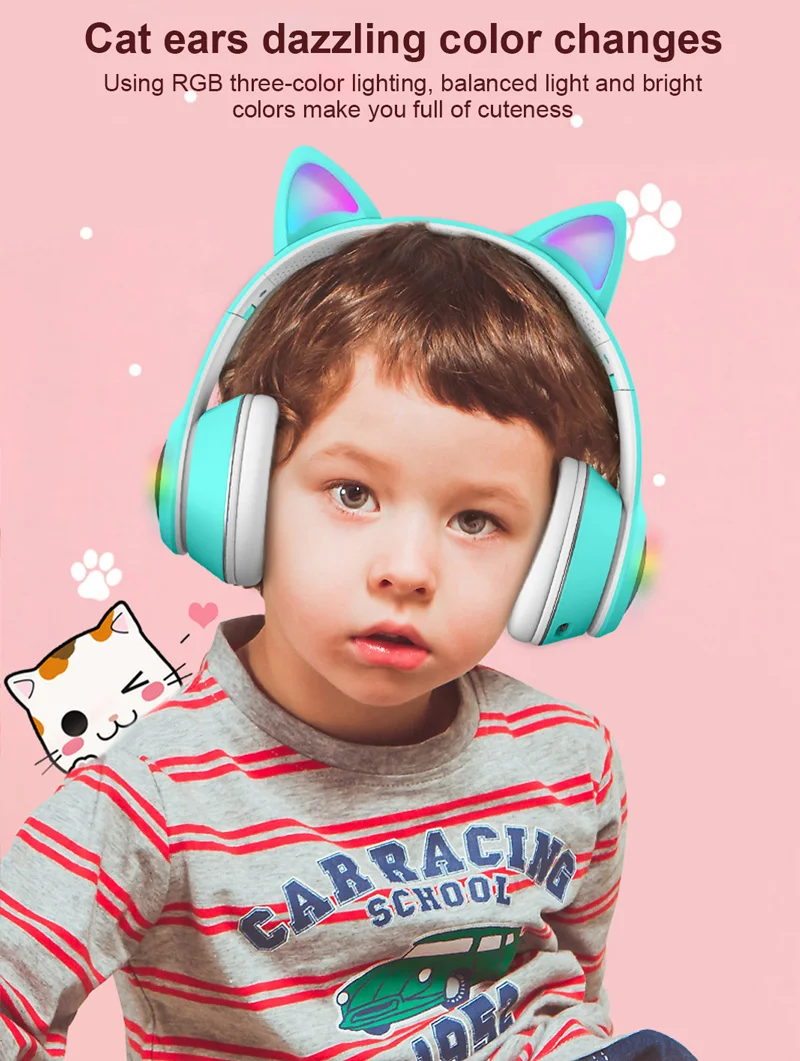 Wireless Headset Cat Ear Bluetooth5.0 Headphones RGB Support TF Card 3.5mm Audio Jack Foldable Earphone For Phone Tablet Laptop
Wireless Headset Cat Ear Bluetooth5.0 Headphones RGB Support TF Card 3.5mm Audio Jack Foldable Earphone For Phone Tablet Laptop