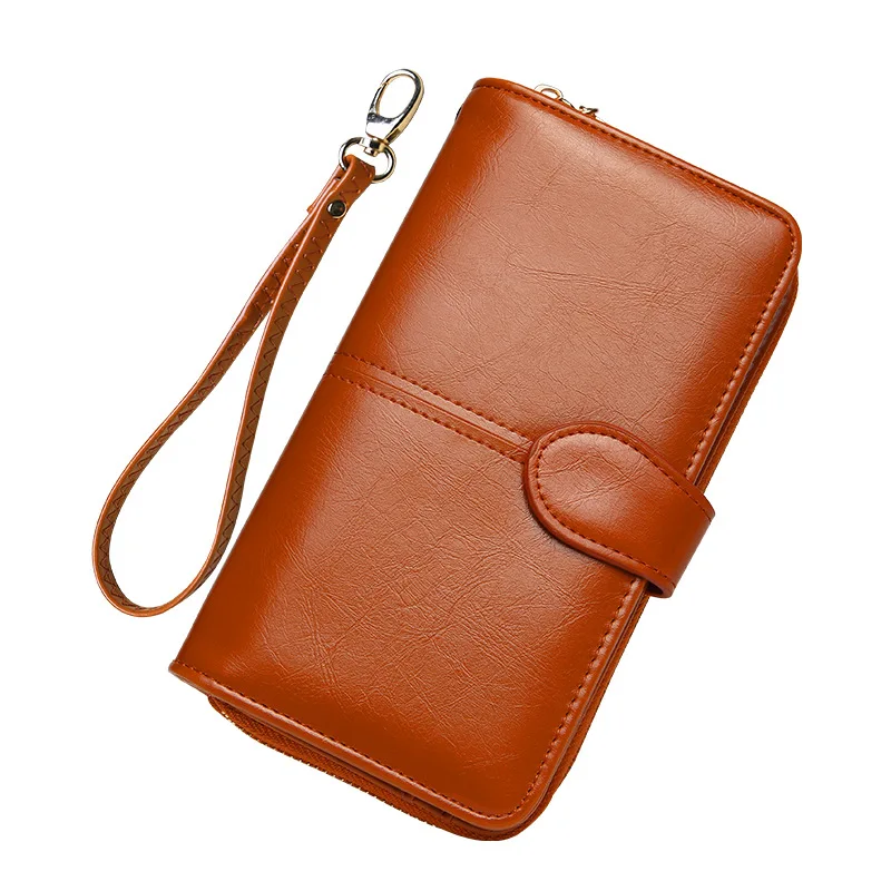 New Women Oil Wax Leather Wallet Female Purses Big Capacity Hasp Zipper Purse Ladies Long Wristlet Clutch Coin Card Holders 2021
New Women Oil Wax Leather Wallet Female Purses Big Capacity Hasp Zipper Purse Ladies Long Wristlet Clutch Coin Card Holders 2021