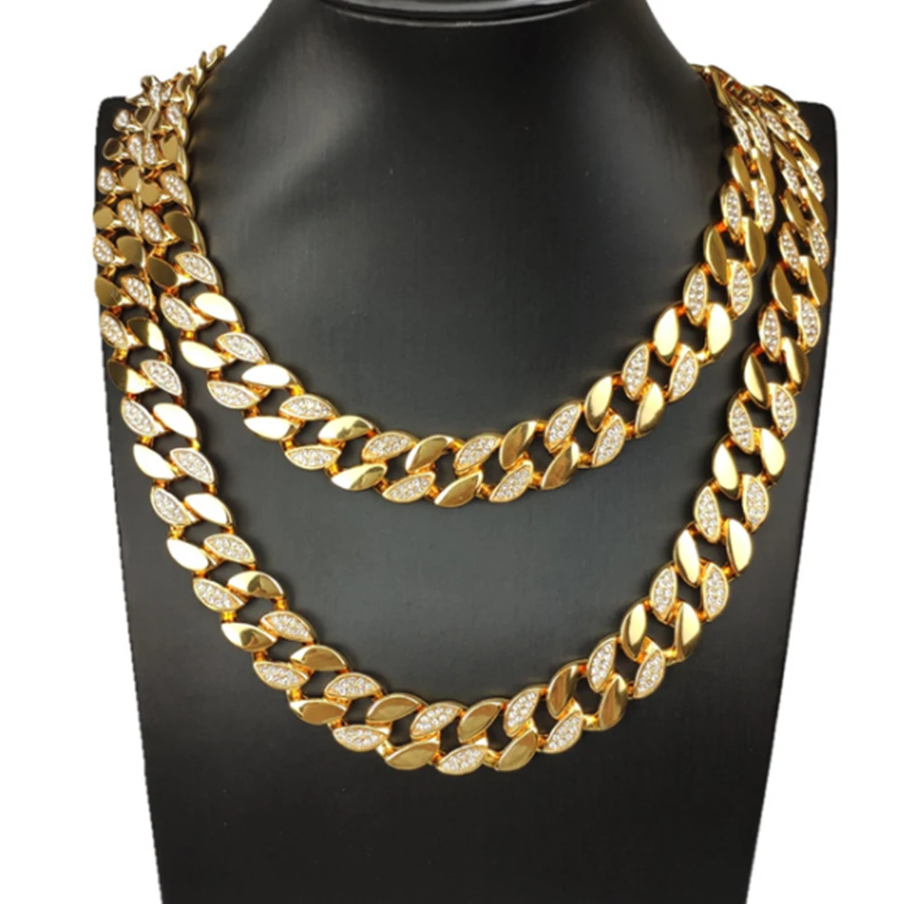 Кубинская цепочка хип-хоп 20/24/30 дюйма, цепочка со звеньями, стразы, Мужская Золотая цепочка, ювелирные изделия 
Кубинская цепочка хип-хоп 20/24/30 дюйма, цепочка со звеньями, стразы, Мужская Золотая цепочка, ювелирные изделия