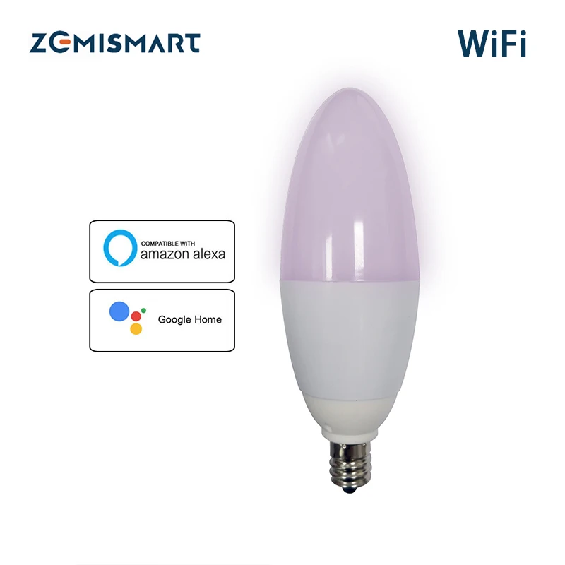 Zemismart E12 LED Candle Bulb Work with Alexa Google Home 2.4g WIFI Automation 5w Chandelier Light 110v-240v C35
Zemismart E12 LED Candle Bulb Work with Alexa Google Home 2.4g WIFI Automation 5w Chandelier Light 110v-240v C35