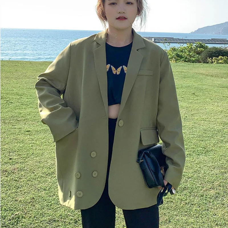 Women Blazer Office Wear Basic Green Blazers Long Sleeve Pockets Female Outerwear Chic Tops Notched Single Button Autumn 2021
Women Blazer Office Wear Basic Green Blazers Long Sleeve Pockets Female Outerwear Chic Tops Notched Single Button Autumn 2021