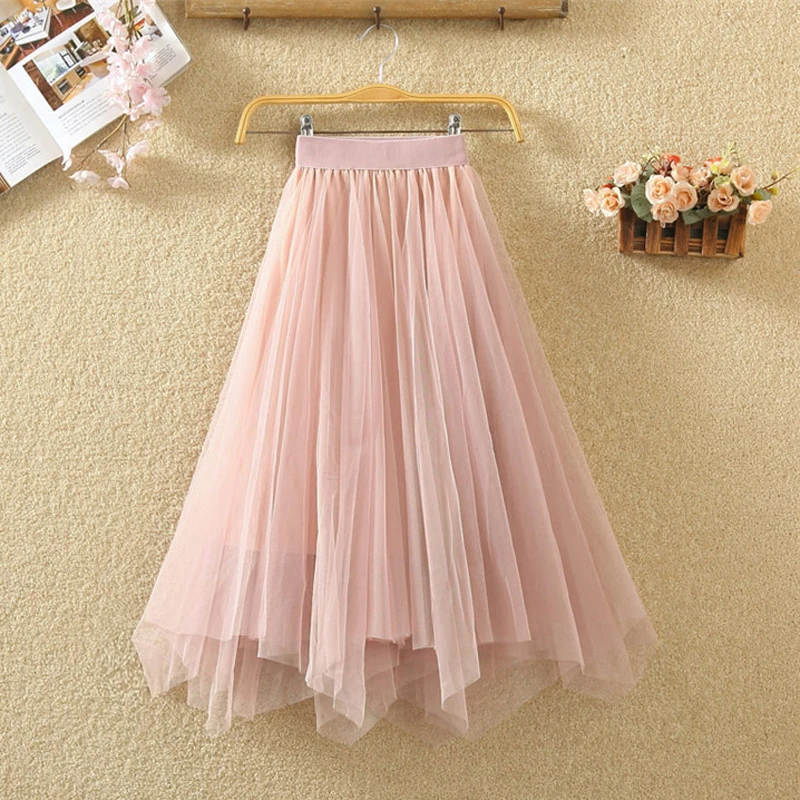 High Waist Skirts Women Pink Irregular Mesh Tulle Skirts Elegant A-Line Long Skirt Ladies Summer Casual Skirt women
High Waist Skirts Women Pink Irregular Mesh Tulle Skirts Elegant A-Line Long Skirt Ladies Summer Casual Skirt women