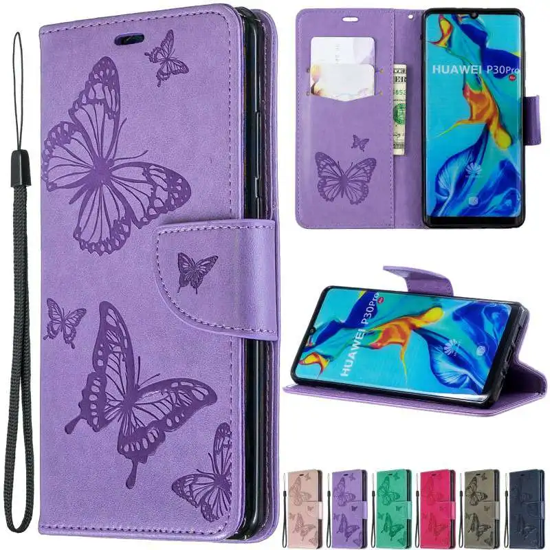 

For Huawei P40 Pro Lite Butterfly Embossing PU Leather Wallet Case For Huawei Y5/Y6/Y7 2019 PSmart 2020 Honor 8A 8C 9A 9S 9X 10i
