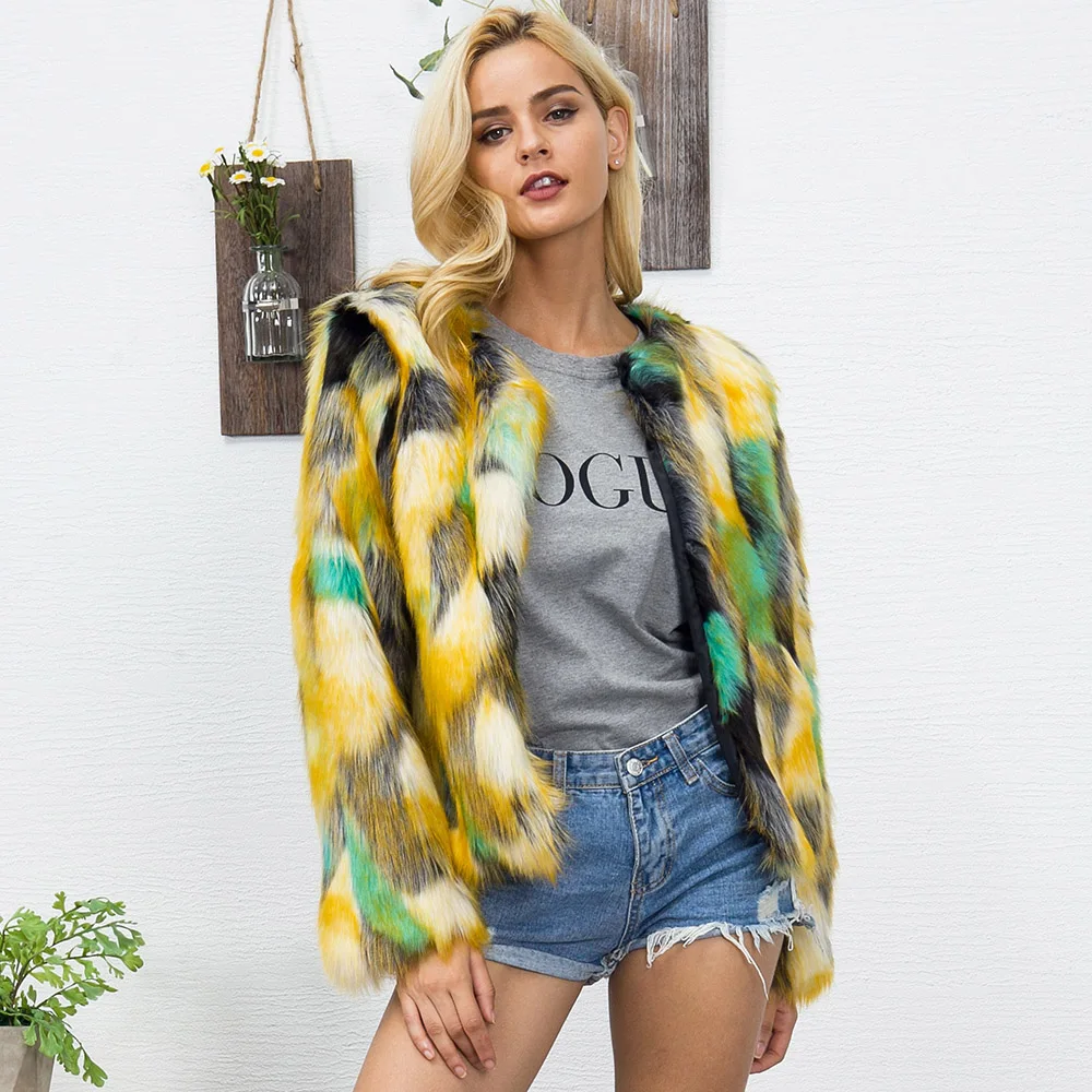 Faux Fur Women Overcoat 2021 Short Gradient Casual Elegant Vintage Thick Warm Overcoat Color Block New Fashion Woman Coats Coat
Faux Fur Women Overcoat 2021 Short Gradient Casual Elegant Vintage Thick Warm Overcoat Color Block New Fashion Woman Coats Coat