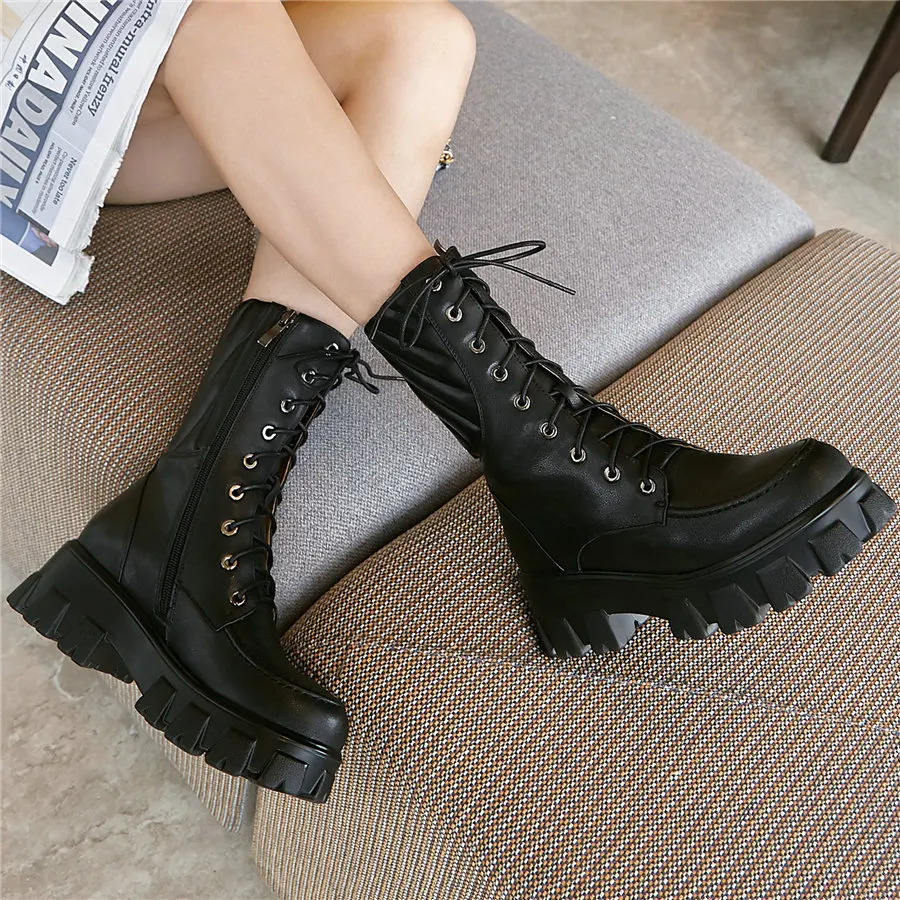 Punk Goth Trainers Women High Heel Ankle Boots Cow Leather Chunky Platform Pumps Female High Top Round Toe Sneakers Casual Shoes
Punk Goth Trainers Women High Heel Ankle Boots Cow Leather Chunky Platform Pumps Female High Top Round Toe Sneakers Casual Shoes