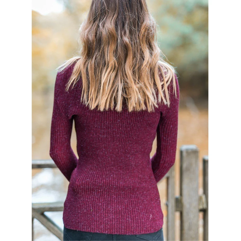 Autumn and winter fashion casual women's high collar long-sleeved solid color Slim shirt casual top 
Autumn and winter fashion casual women's high collar long-sleeved solid color Slim shirt casual top