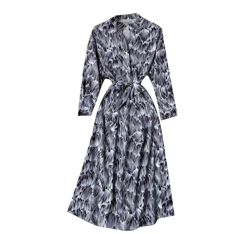 Women Print Shirts Dress For Female Long Sleeve Office Ladies Bandage Turn Down Collar Casual Button Dress With Belt Ka1330
Women Print Shirts Dress For Female Long Sleeve Office Ladies Bandage Turn Down Collar Casual Button Dress With Belt Ka1330