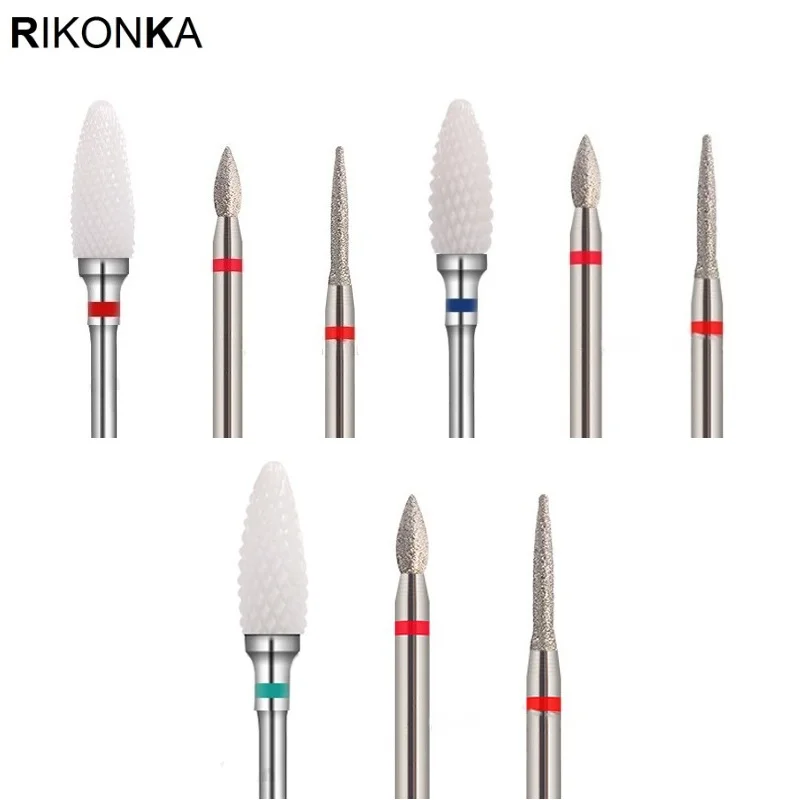 

Керамические фрезы для маникюра RIKONKA, 3 шт., алмазные фрезы для ногтей, инструменты для маникюра средство для снятия гель-лака