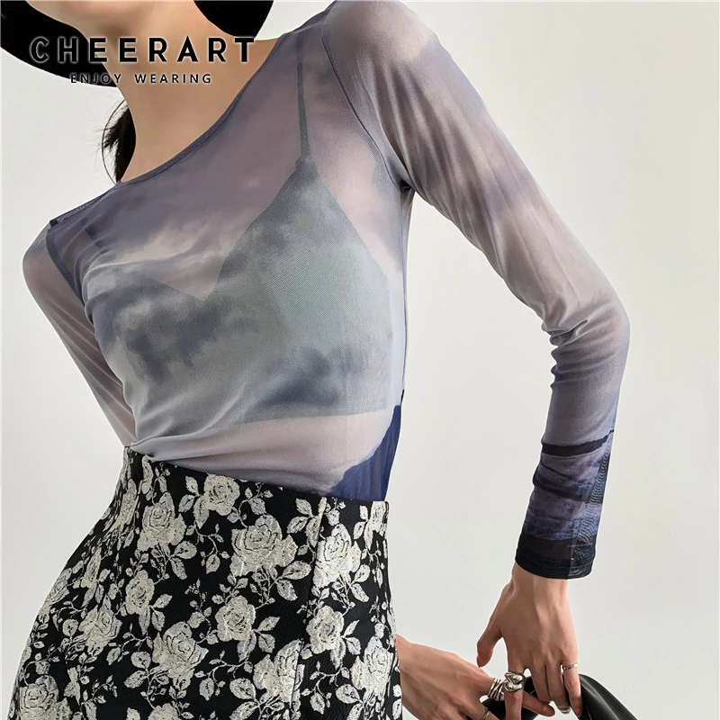 CHEERART Glacier Mesh Top Fall 2021 Womens Fashion Tie Dye T Shirt See Through Long Sleeve Tees Trendy Designer Clothes Autumn
CHEERART Glacier Mesh Top Fall 2021 Womens Fashion Tie Dye T Shirt See Through Long Sleeve Tees Trendy Designer Clothes Autumn