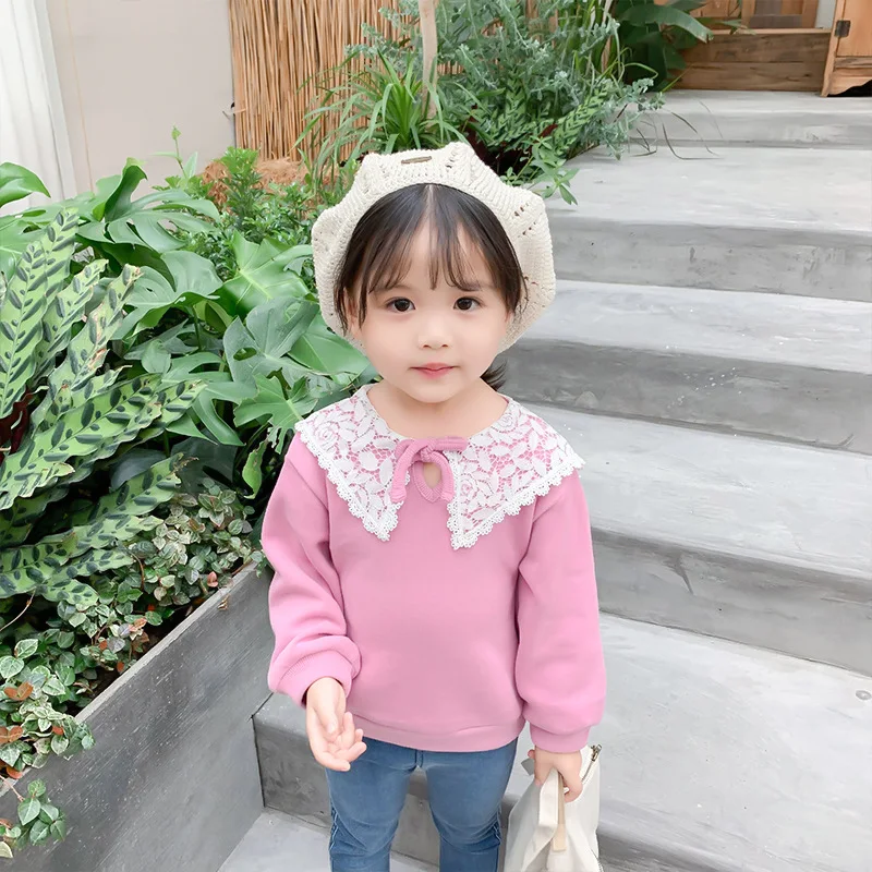 Girls' Sweatshirt Spring Lace Sweater with Bowknot Cotton Loose Spring and Autumn Pullover
Girls' Sweatshirt Spring Lace Sweater with Bowknot Cotton Loose Spring and Autumn Pullover