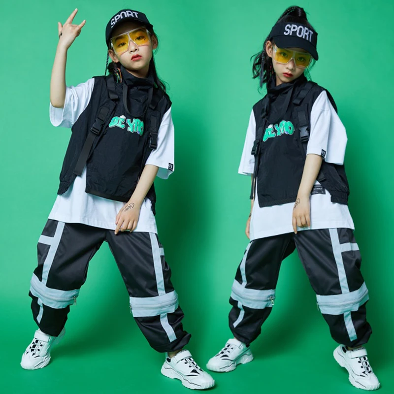 Children'S Hip-Hop Dance Costumes Girls Jazz Tide Black Functional Vest Hiphop Pants Outfits Street Wear Stage Costumes SL3236
Children'S Hip-Hop Dance Costumes Girls Jazz Tide Black Functional Vest Hiphop Pants Outfits Street Wear Stage Costumes SL3236