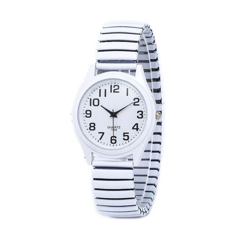 Модные деловые женские мужские эластичные белые черные кварцевые часы для