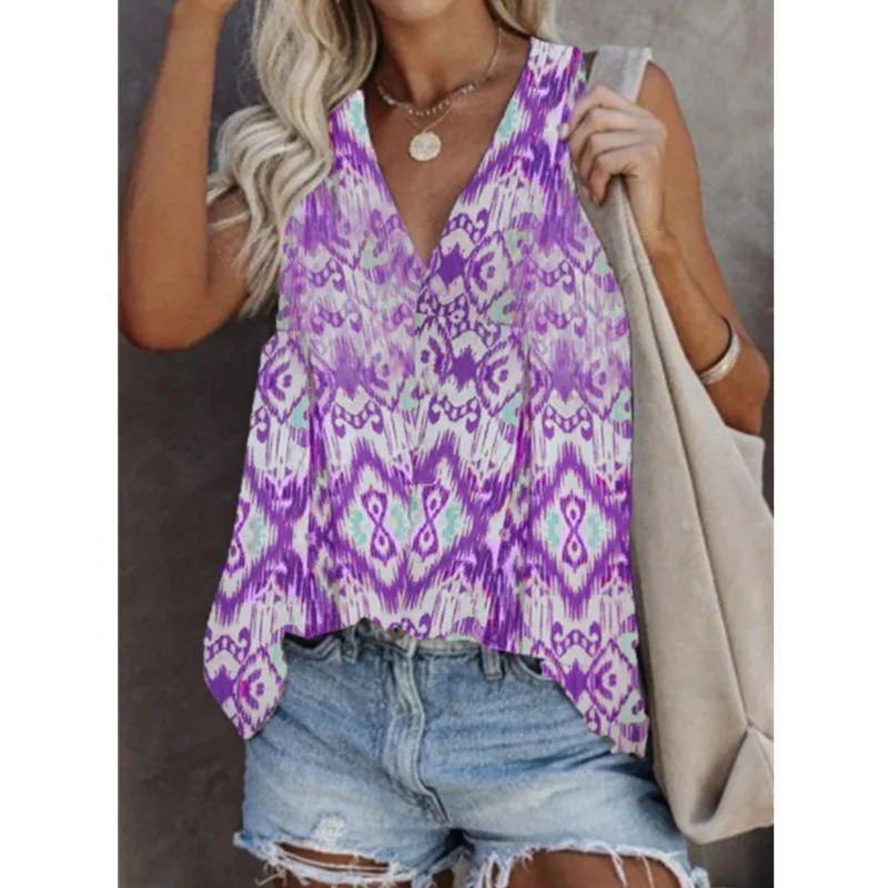 New 2021 Summer Women Casual Sleeveless Gradient Print T Shirt Large Vest Top Fashion V Neck Off Shoulder T Shirts Plus Size 5XL
New 2021 Summer Women Casual Sleeveless Gradient Print T Shirt Large Vest Top Fashion V Neck Off Shoulder T Shirts Plus Size 5XL