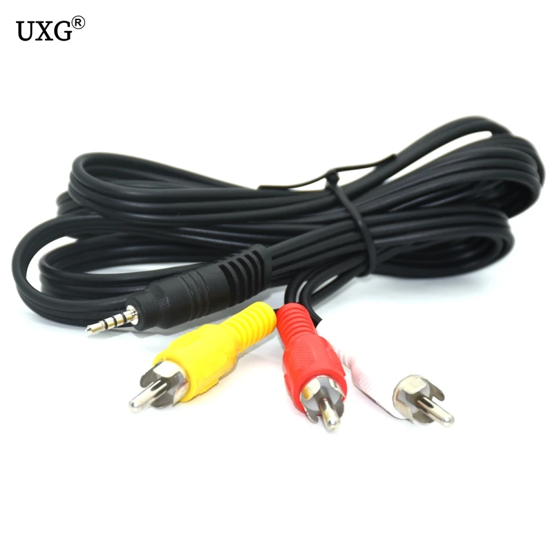 

New 5ft/1.5m 2.5mm Jack Male Plug To 3 RCA Male Phono Audio Video AV Out Cable 4 Pole TV Lead