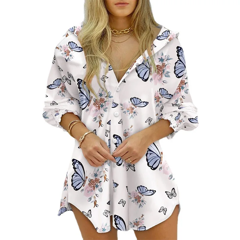 WEPBEL Printed Half Sleeve Shirt Women's Casual Shirt Summer Fashion Single-Breasted Loose and Irregular Shirt 
WEPBEL Printed Half Sleeve Shirt Women's Casual Shirt Summer Fashion Single-Breasted Loose and Irregular Shirt