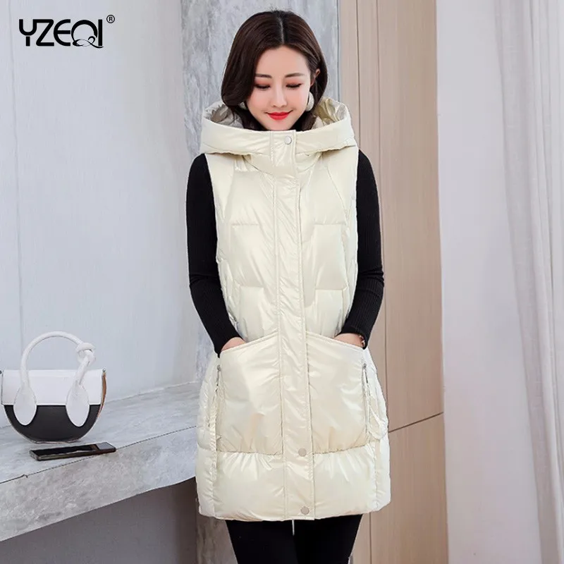 Yzeqi зимний длинный жилет для женщин яркий цвет Толстая хлопковая стеганая куртка Женский шикарный жилет с капюшоном без рукавов куртка Женский жилет 
Yzeqi зимний длинный жилет для женщин яркий цвет Толстая хлопковая стеганая куртка Женский шикарный жилет с капюшоном без рукавов куртка Женский жилет