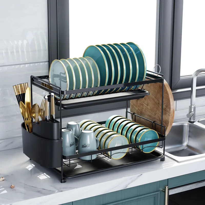 Kitchen Multi-Functional Draining Bowl Rack Dish Rack Chopstick Storage Rack Table Top Double-Layer Drying Bowls and Dishes 
Kitchen Multi-Functional Draining Bowl Rack Dish Rack Chopstick Storage Rack Table Top Double-Layer Drying Bowls and Dishes