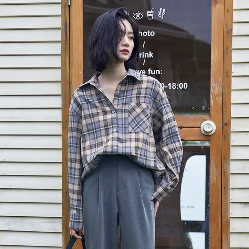 New Arrival Spring Korea Fashion Women Long Sleeve Loose Plaid Shirts All-matched Casual Turn-down Collar Blouse Femme Tops V196
New Arrival Spring Korea Fashion Women Long Sleeve Loose Plaid Shirts All-matched Casual Turn-down Collar Blouse Femme Tops V196