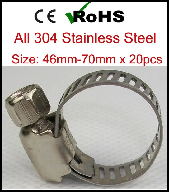 

46mm-70mm x 20pcs American Type SS304 Hose Clamps Quick Clips for Pipes Suspension Hardware