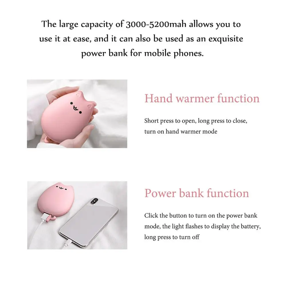 Winter Portable Hand Warmer Mobile Power Supply 3000-5200Ah Electric Rechargeable Phone Power Bank Charger
Winter Portable Hand Warmer Mobile Power Supply 3000-5200Ah Electric Rechargeable Phone Power Bank Charger