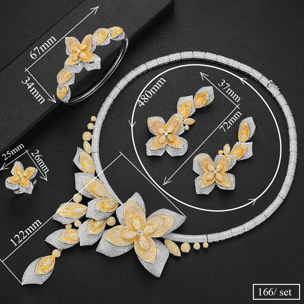 SisCathy 4PCS Full Cubic Zirconia Jewellry Necklace/Bangle/Ring/Earrings For Women Luxury Wedding Big Statement Jewelry Sets
SisCathy 4PCS Full Cubic Zirconia Jewellry Necklace/Bangle/Ring/Earrings For Women Luxury Wedding Big Statement Jewelry Sets